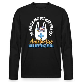 Les antibiotiques ne deviendront jamais viraux Pharmacien - T-shirt manches longues Premium bio Homme - noir - Devant - Nico (187cm)