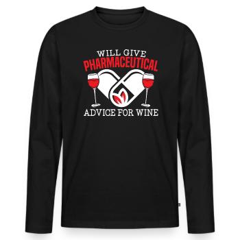 Will Give Pharmaceutical Advice For Wine Pharmacy - Men's Premium Organic Long Sleeve Shirt - black - Front - Nico (187cm)