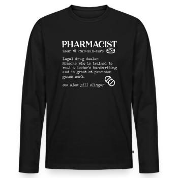 Pharmacien Prescription Pharmacie Médical - T-shirt manches longues Premium bio Homme - noir - Devant - Nico (187cm)