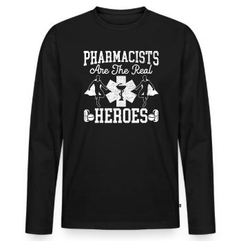 Les pharmaciens sont les vrais héros de la pharmacie - T-shirt manches longues Premium bio Homme - noir - Devant - Nico (187cm)