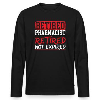 Retired Pharmacist Retired Not Expired Retirement - Men's Premium Organic Long Sleeve Shirt - black - Front - Nico (187cm)