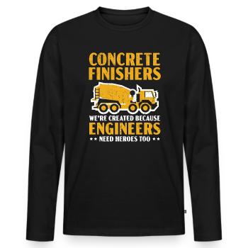 Concrete Finishers Profession Construction Worker - Men's Premium Organic Long Sleeve Shirt - black - Front - Nico (187cm)