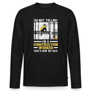 I'm A Construction Worker Concrete Whisperer Job - Men's Premium Organic Long Sleeve Shirt - black - Front - Nico (187cm)