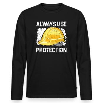 Always Use Protection Job Construction Worker - Men's Premium Organic Long Sleeve Shirt - black - Front - Nico (187cm)