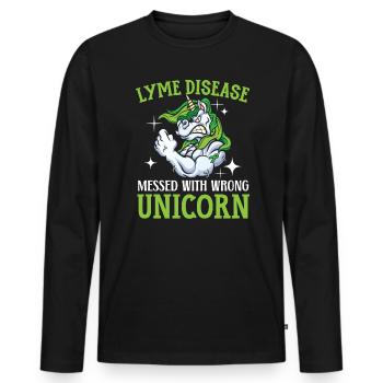 Lyme-Borreliose mit dem falschen Einhorn durcheinander gebracht - Männer Premium Bio Langarmshirt - Schwarz - Vorne - Nico (187cm)