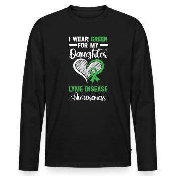 Ich trage Grün für meine Tochter Lyme-Borreliose - Männer Premium Bio Langarmshirt - Schwarz - Vorne - Nico (187cm)