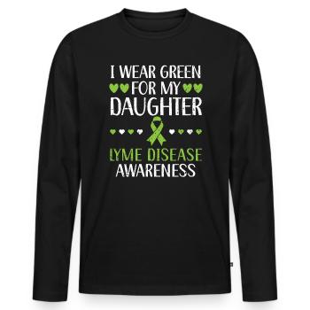 Ich trage Grün für meine Tochter Lyme-Borreliose - Männer Premium Bio Langarmshirt - Schwarz - Vorne - Nico (187cm)