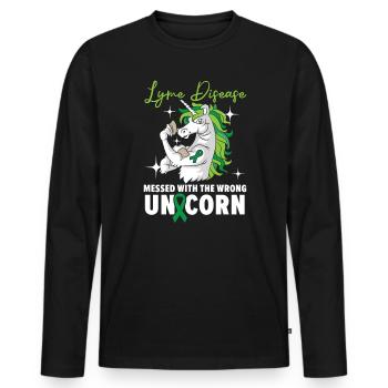 Lyme-Borreliose mit dem falschen Einhorn durcheinander gebracht - Männer Premium Bio Langarmshirt - Schwarz - Vorne - Nico (187cm)