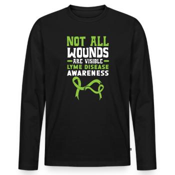 Nicht alle Wunden sind sichtbares Bewusstsein für Lyme-Borreliose - Männer Premium Bio Langarmshirt - Schwarz - Vorne - Nico (187cm)