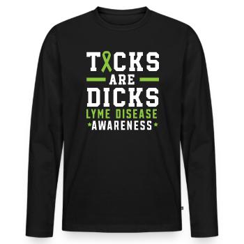 Les tiques sont des Mois de la sensibilisation à la maladie de Lyme - T-shirt manches longues Premium bio Homme - noir - Devant - Nico (187cm)
