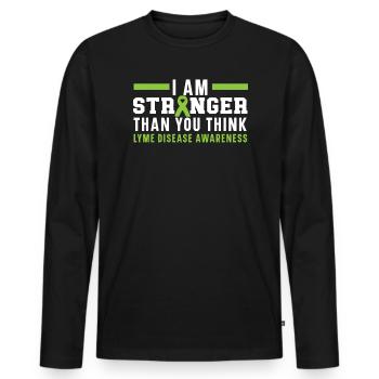Je suis plus fort que vous ne le pensez maladie de Lyme - T-shirt manches longues Premium bio Homme - noir - Devant - Nico (187cm)