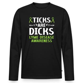 Les tiques sont des Mois de la sensibilisation à la maladie de Lyme - T-shirt manches longues Premium bio Homme - noir - Devant - Nico (187cm)