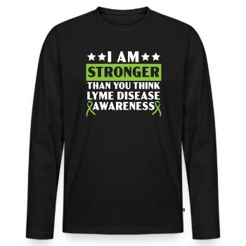 Je suis plus fort que vous ne le pensez maladie de Lyme - T-shirt manches longues Premium bio Homme - noir - Devant - Nico (187cm)