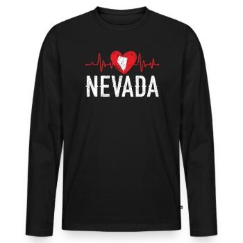 Nevada Heartbeat USA America Nevadians Nevadans - Men's Premium Organic Long Sleeve Shirt - black - Front - Nico (187cm)