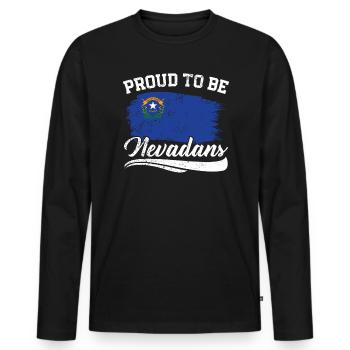 Proud To Be Nevadans USA America I Love Nevada - Men's Premium Organic Long Sleeve Shirt - black - Front - Nico (187cm)