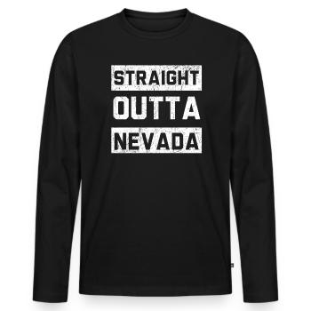 Straight Outta Nevada USA Amerika Nevadaner - Männer Premium Bio Langarmshirt - Schwarz - Vorne - Nico (187cm)