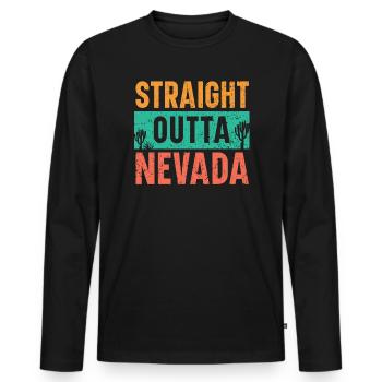 Straight Outta Nevada USA America Nevadans - Men's Premium Organic Long Sleeve Shirt - black - Front - Nico (187cm)