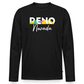 Reno Nevada USA Amerika Nevadaner - Männer Premium Bio Langarmshirt - Schwarz - Vorne - Nico (187cm)