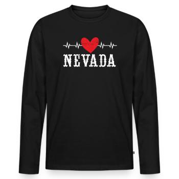 Nevada Heartbeat USA America Nevadians Nevadans - Men's Premium Organic Long Sleeve Shirt - black - Front - Nico (187cm)