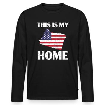 C’est ma maison Oregon USA Amérique Oregoniens - T-shirt manches longues Premium bio Homme - noir - Devant - Nico (187cm)