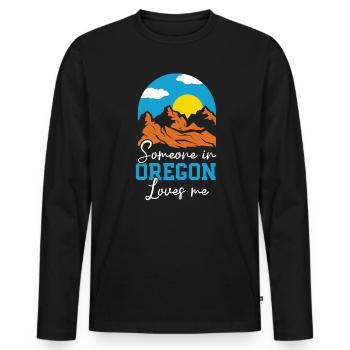 Quelqu’un dans l’Oregon m’aime USA Amérique Oregoniens - T-shirt manches longues Premium bio Homme - noir - Devant - Nico (187cm)