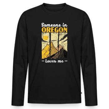Quelqu’un dans l’Oregon m’aime USA Amérique Oregoniens - T-shirt manches longues Premium bio Homme - noir - Devant - Nico (187cm)