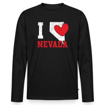 I Love Nevada USA America Nevadians Nevadans - Men's Premium Organic Long Sleeve Shirt - black - Front - Nico (187cm)