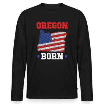Oregon Né Usa Amérique Oregoniens Voyage Touriste - T-shirt manches longues Premium bio Homme - noir - Devant - Nico (187cm)