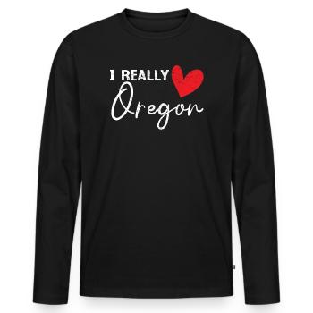 J’aime vraiment Oregon USA Amérique Oregonians - T-shirt manches longues Premium bio Homme - noir - Devant - Nico (187cm)