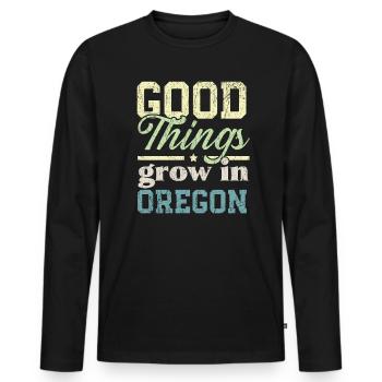 De bonnes choses poussent dans l’Oregon USA Amérique Oregoniens - T-shirt manches longues Premium bio Homme - noir - Devant - Nico (187cm)