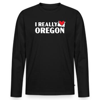 J’aime vraiment Oregon USA Amérique Oregonians - T-shirt manches longues Premium bio Homme - noir - Devant - Nico (187cm)