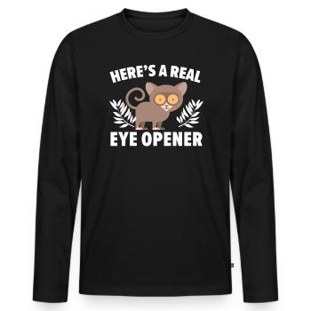 Here's A Real Eye Opener Big Eyes Animal Tarsier - Men's Premium Organic Long Sleeve Shirt - black - Front - Nico (187cm)