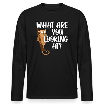 Qu’est-ce que vous regardez à Big Eyes Animal Tarsier - T-shirt manches longues Premium bio Homme - noir - Devant - Nico (187cm)