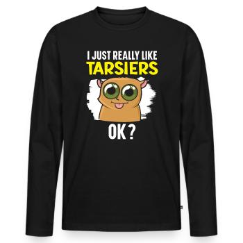 J’aime vraiment Tarsiers Ok Wildlife Animal - T-shirt manches longues Premium bio Homme - noir - Devant - Nico (187cm)