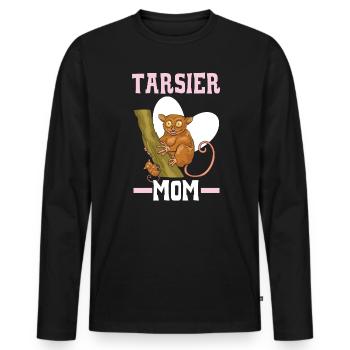 Tarsier Maman Grands Yeux Arbres Forêt Amoureux des Animaux - T-shirt manches longues Premium bio Homme - noir - Devant - Nico (187cm)
