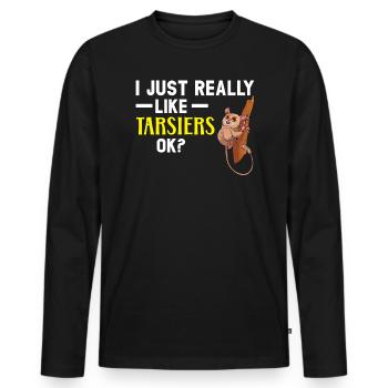 J’aime vraiment Tarsiers Ok Wildlife Animal - T-shirt manches longues Premium bio Homme - noir - Devant - Nico (187cm)