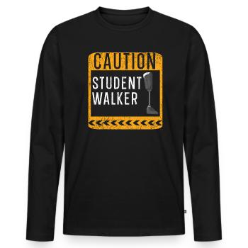 Vorsicht Student Walker Disabled Amputierter Amputierter - Männer Premium Bio Langarmshirt - Schwarz - Vorne - Nico (187cm)