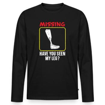 Disparu Avez-vous vu mes jambes amputées amputées - T-shirt manches longues Premium bio Homme - noir - Devant - Nico (187cm)