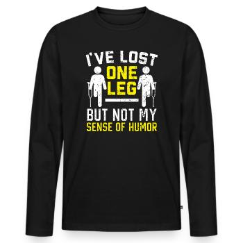 Ich habe ein Bein verloren, aber nicht meinen Sinn für Humor - Männer Premium Bio Langarmshirt - Schwarz - Vorne - Nico (187cm)