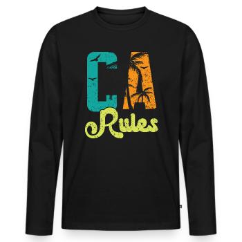 CA Rules California USA America Californian - Men's Premium Organic Long Sleeve Shirt - black - Front - Nico (187cm)