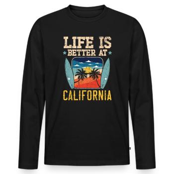 Life Is Better At California America Californian - Men's Premium Organic Long Sleeve Shirt - black - Front - Nico (187cm)