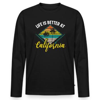Life Is Better At California America Californian - Men's Premium Organic Long Sleeve Shirt - black - Front - Nico (187cm)