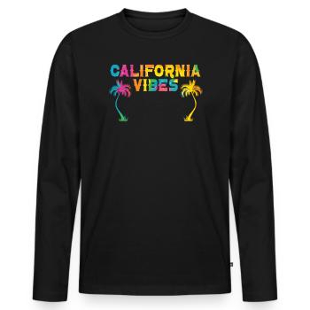 California Vibes USA America American Californian - Men's Premium Organic Long Sleeve Shirt - black - Front - Nico (187cm)