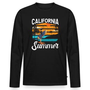 California Summer America American Californian USA - Men's Premium Organic Long Sleeve Shirt - black - Front - Nico (187cm)