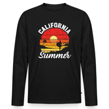 California Summer America American Californian USA - Men's Premium Organic Long Sleeve Shirt - black - Front - Nico (187cm)