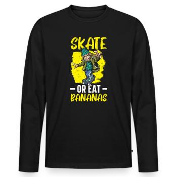 Skate Or Eat Bananas Chimpanzee Monkey Skater - Men's Premium Organic Long Sleeve Shirt - black - Front - Nico (187cm)