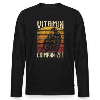 Vitamine Chimpanzé Singe Animal Zookeeper - T-shirt manches longues Premium bio Homme - noir - Devant - Nico (187cm)