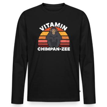 Vitamine Chimpanzé Singe Animal Zookeeper - T-shirt manches longues Premium bio Homme - noir - Devant - Nico (187cm)