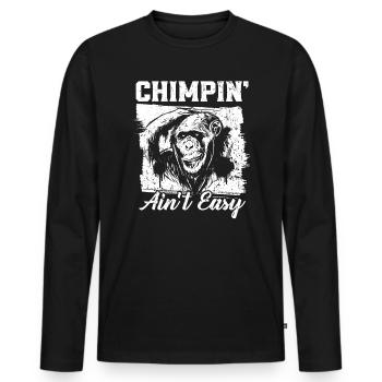 Chimpin' Ain’t Easy Monkey Zookeeper Chimpanzé - T-shirt manches longues Premium bio Homme - noir - Devant - Nico (187cm)