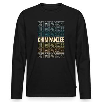 Rétro Chimpanzé Singe Faune AnimalIer Gardien - T-shirt manches longues Premium bio Homme - noir - Devant - Nico (187cm)